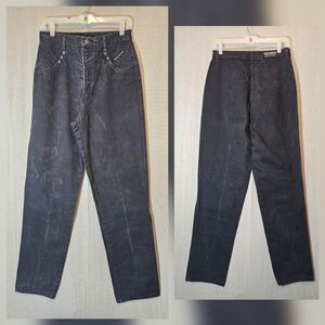 Vtg Rocky Mountain Jeans 32 13 Black Bareback High Rise Western Rockies Tapered